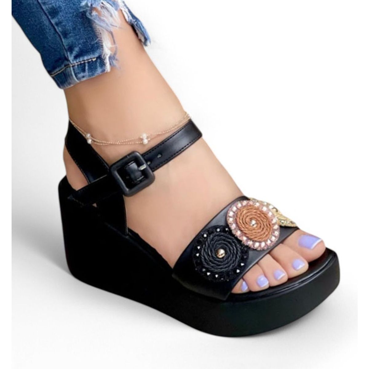 GENERICO - Sandalia Mujer Luna Tejida 1177-55 Color Negro