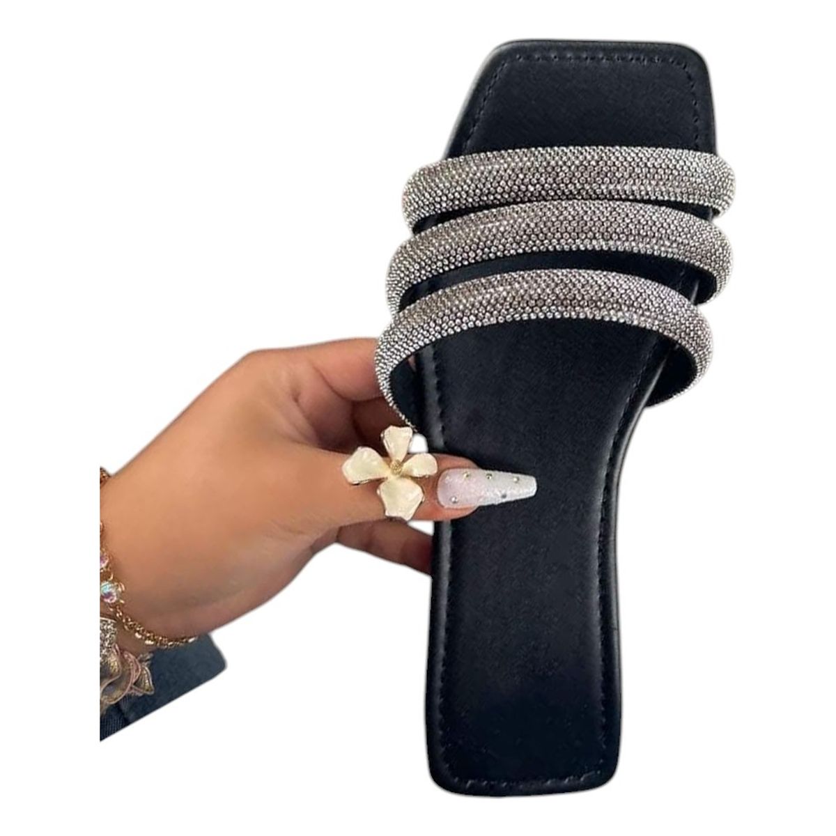 GENERICO - Taco Mujer Resplandor Entrelazado 1177-40 Color Negro