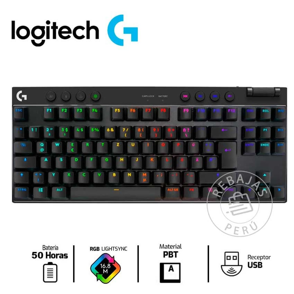 LOGITECH - Logitech PRO X TKL - Teclado Mecánico Inalámbrico RGB para Gaming