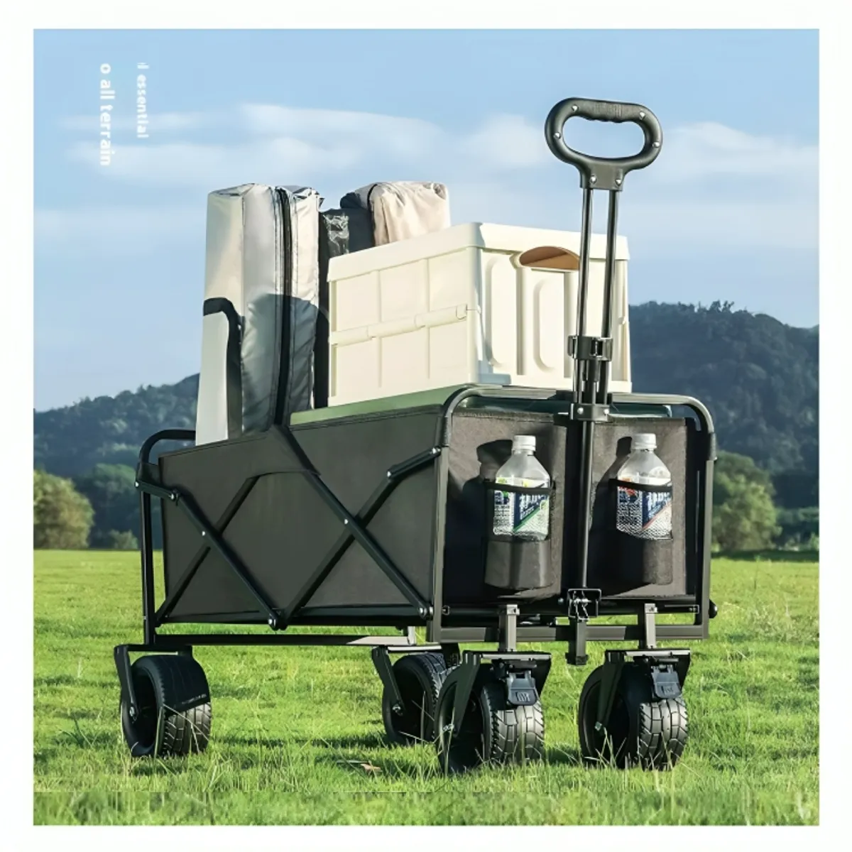 GENERICO - Carrito de Transporte Plegable para Playa Compras Camping con Sombrilla