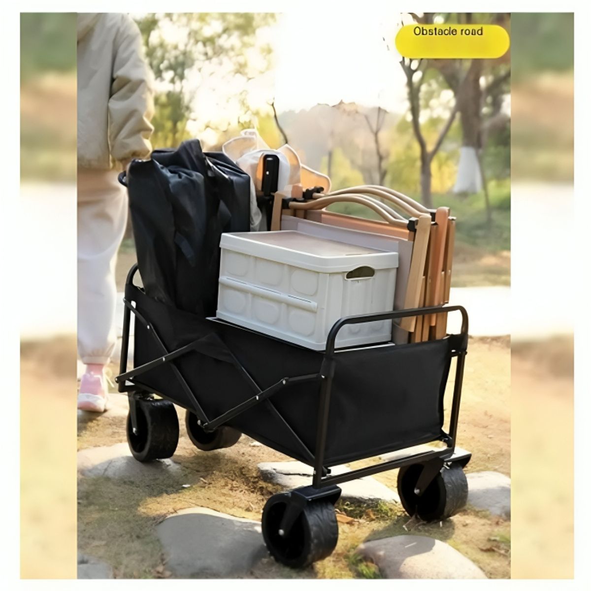 GENERICO - Carrito de Transporte Plegable para Playa Compras Camping con Sombrilla