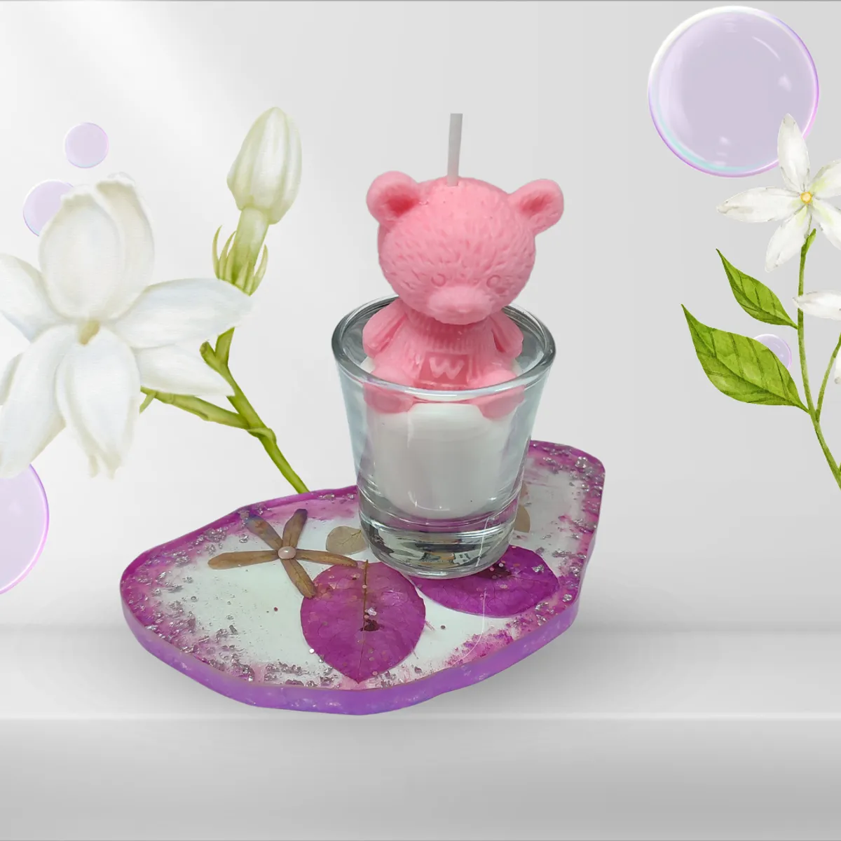 GENERICO - Set de Vela Aromática + Bandeja de Resina  Regalo de San Valentín