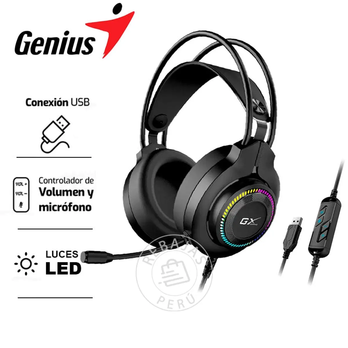 GENIUS GX - Genius HS-GX580U Gaming Headset  Auriculares con Micrófono