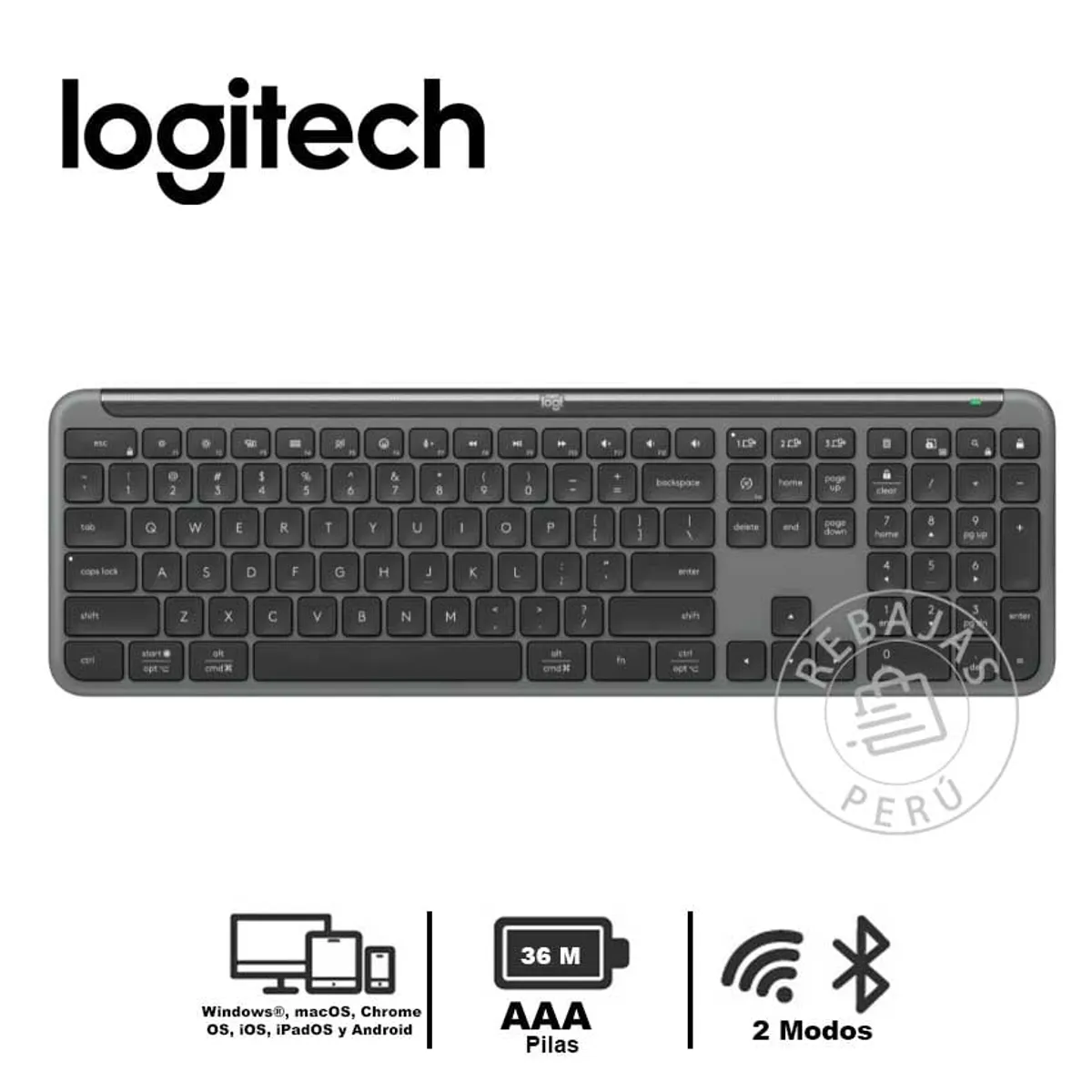LOGITECH - Teclado Inalámbrico Logitech Slim K950 Bluetooth USB Logi Bolt Negro