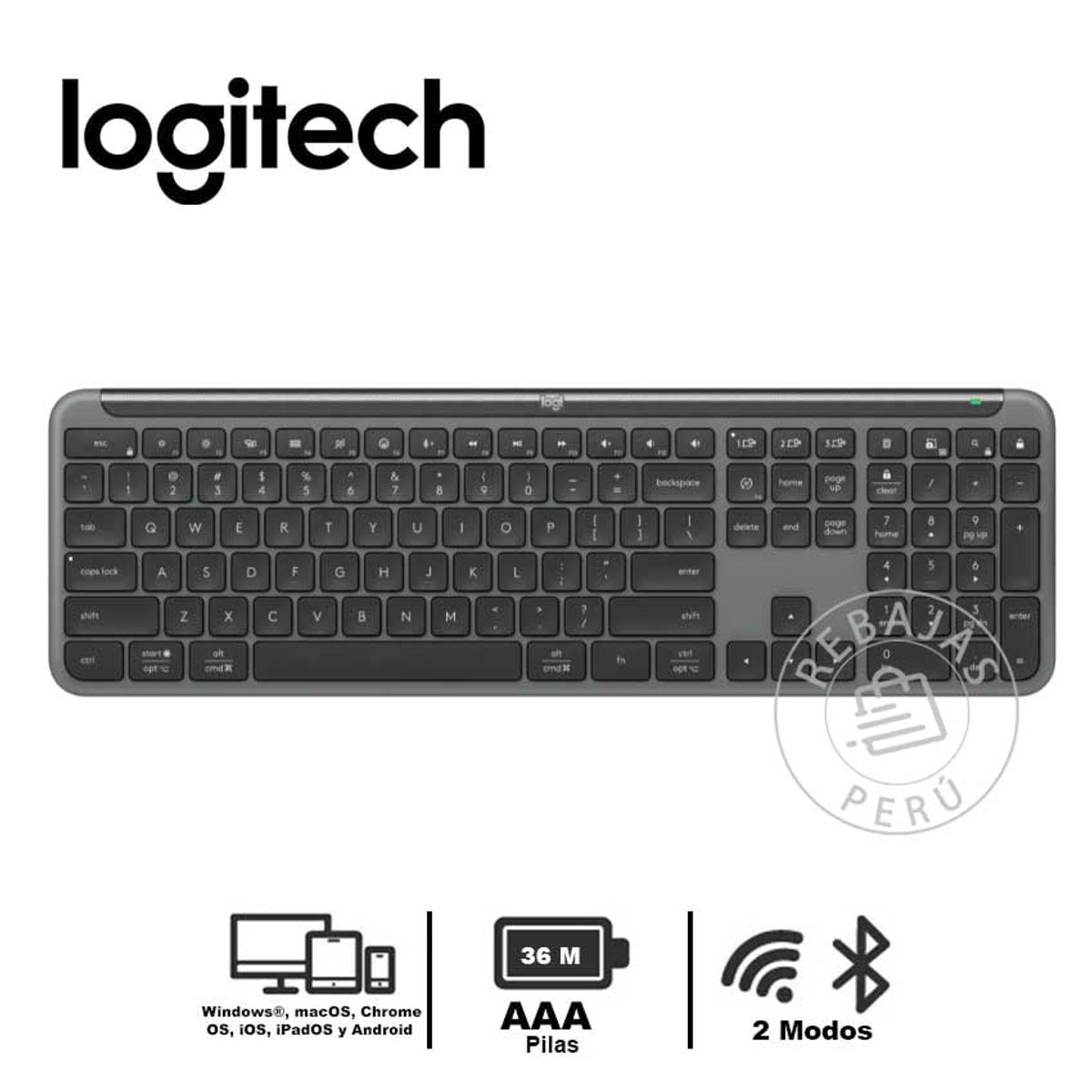LOGITECH - Teclado Inalámbrico Logitech Slim K950 Bluetooth USB Logi Bolt Negro