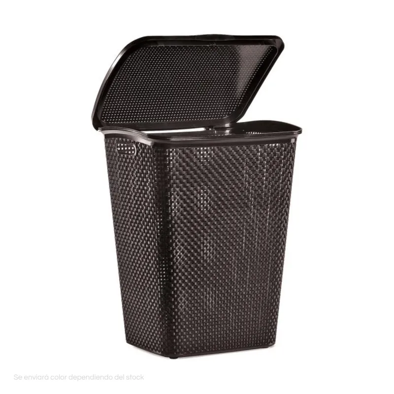 POLINPLAST - Cesto Mimbre Ratán Resistente con Tapa para Ropa