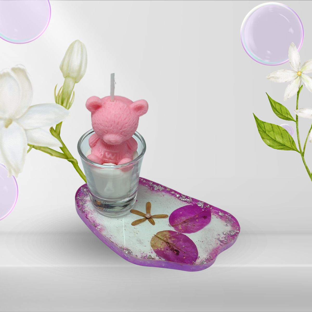 GENERICO - Vela Aromática + Bandeja Resina + Jabon artesanal Avena y miel