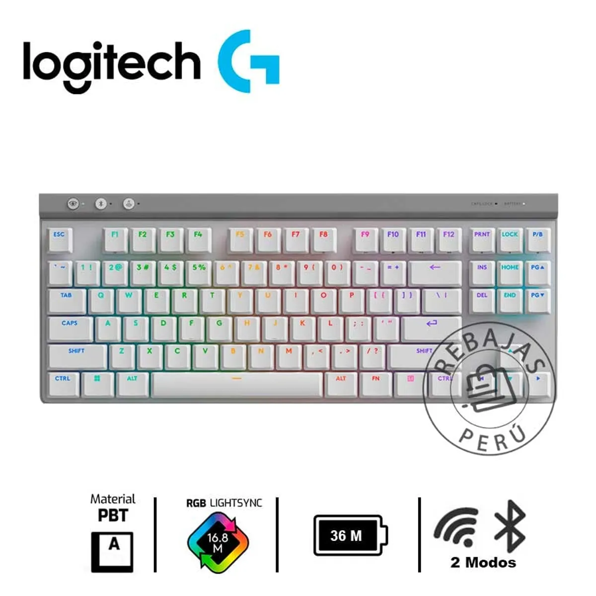 LOGITECH - Logitech G515 TKL Teclado Wireless Gaming RGB Lightspeed Blanco
