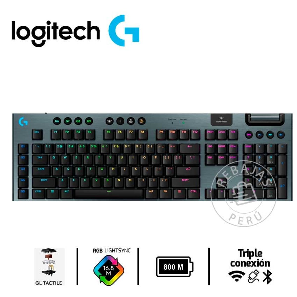 LOGITECH - Logitech G915 X Wireless Teclado Mecánico RGB LIGHTSPEED para Gaming