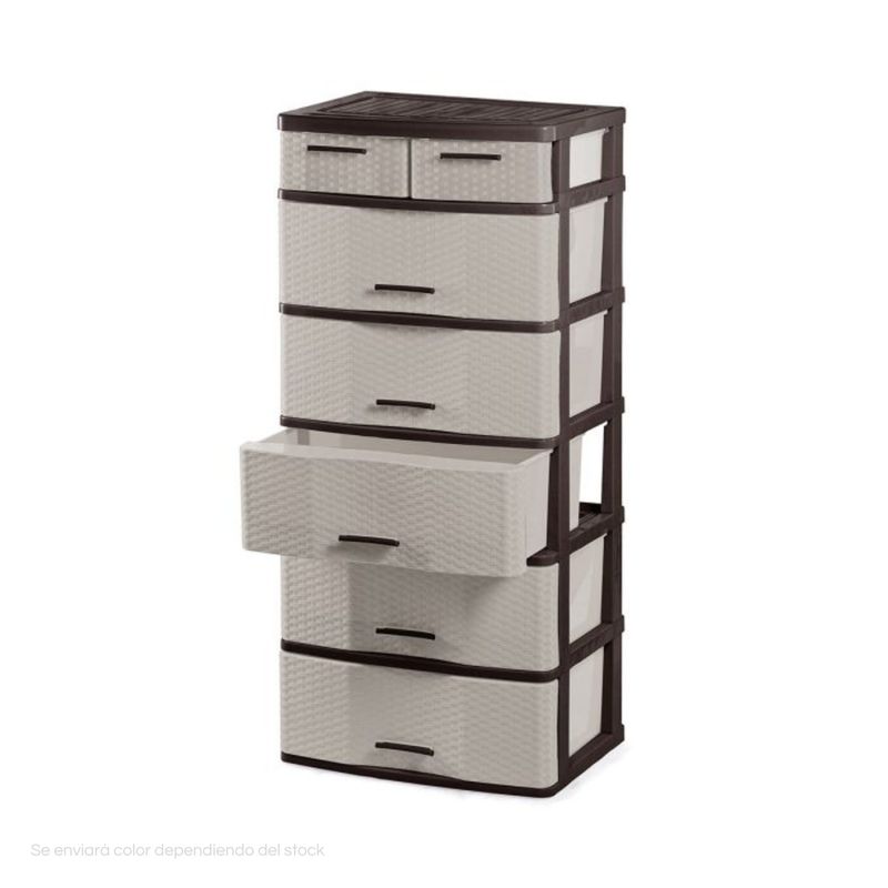 POLINPLAST - Cómoda Comodina Mimbre Ratán N° 6 Con Gran Capacidad