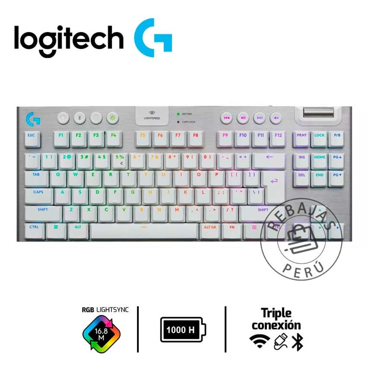 LOGITECH - Logitech G915 X TKL Wireless Teclado Mecánico RGB LIGHTSPEED Blanco
