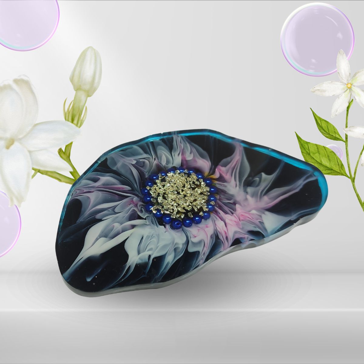 GENERICO - Set de Vela Aromática + Bandeja de Resina  Regalo de San Valentín