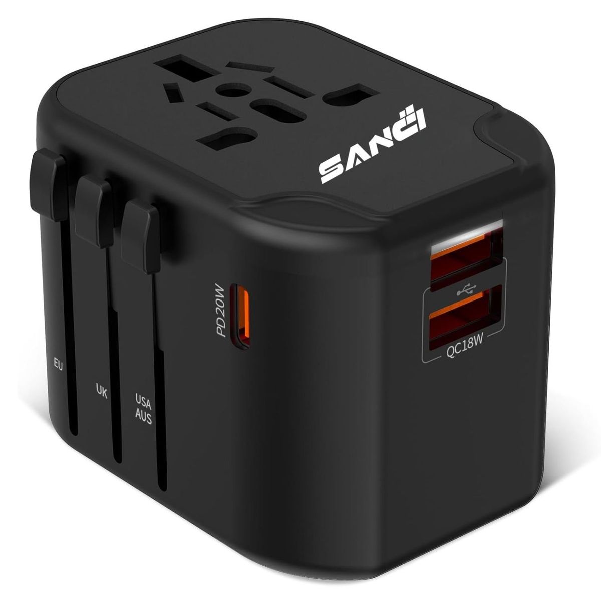 SANC - Adaptador de viaje universal enchufe de viaje para más de 200 países