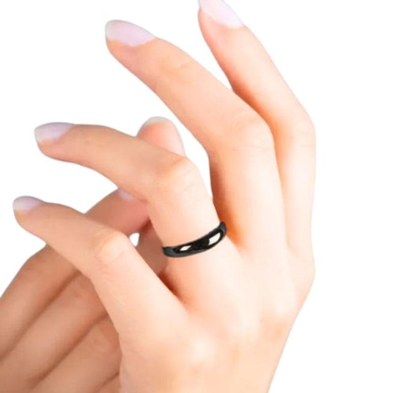 GENERICO - Anillo Media Caña negro Mujer compromiso san valentin Hombre