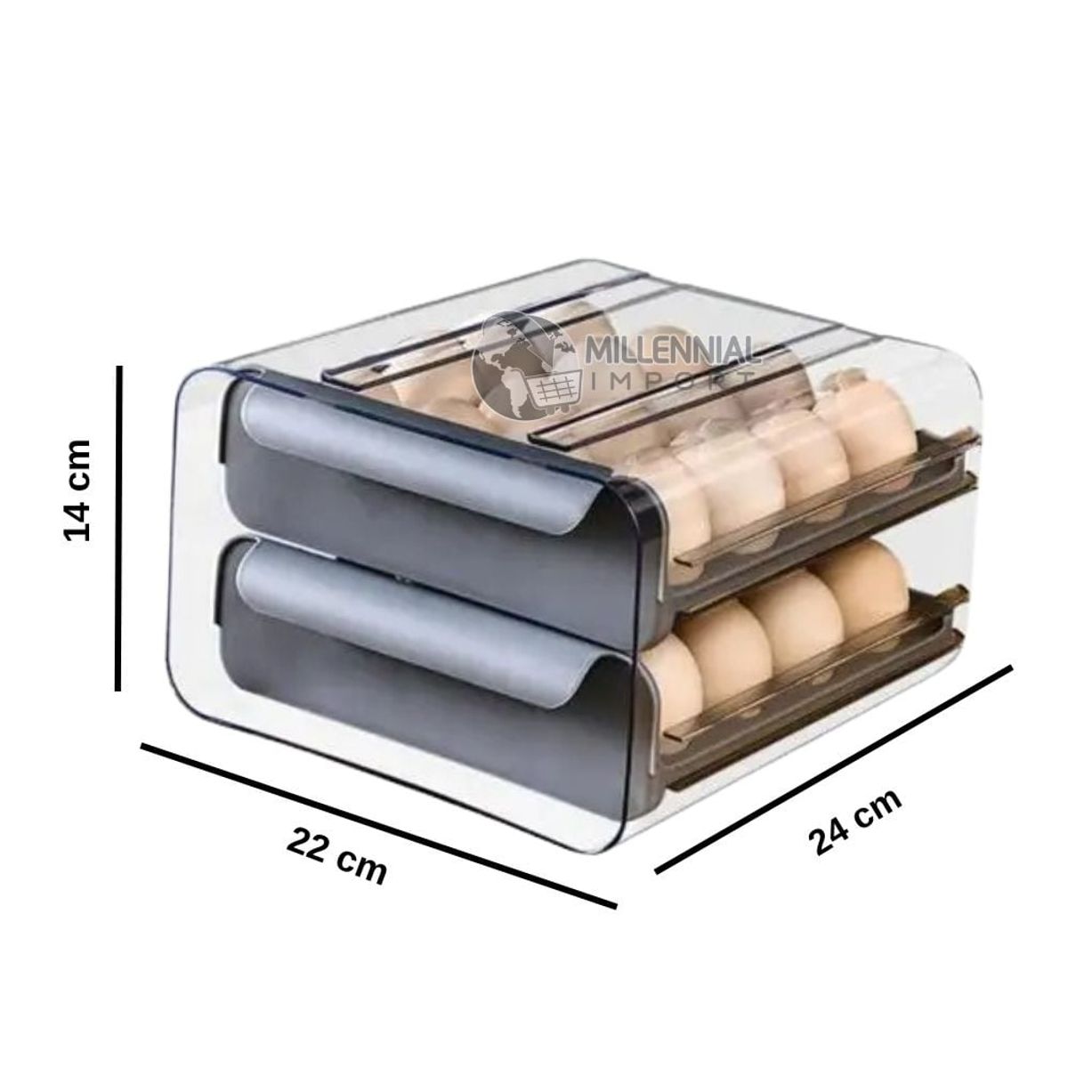 GENERICO - Organizador Contenedor Porta Huevos De Acrílico Gris