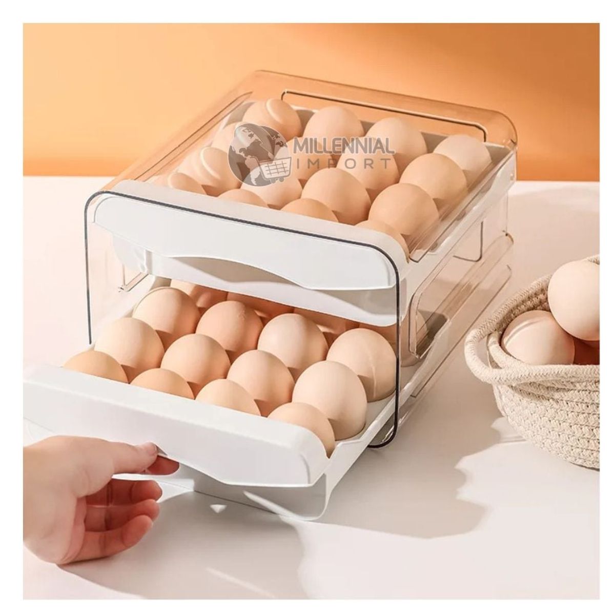 GENERICO - Organizador Contenedor Porta Huevos De Acrílico Blanco