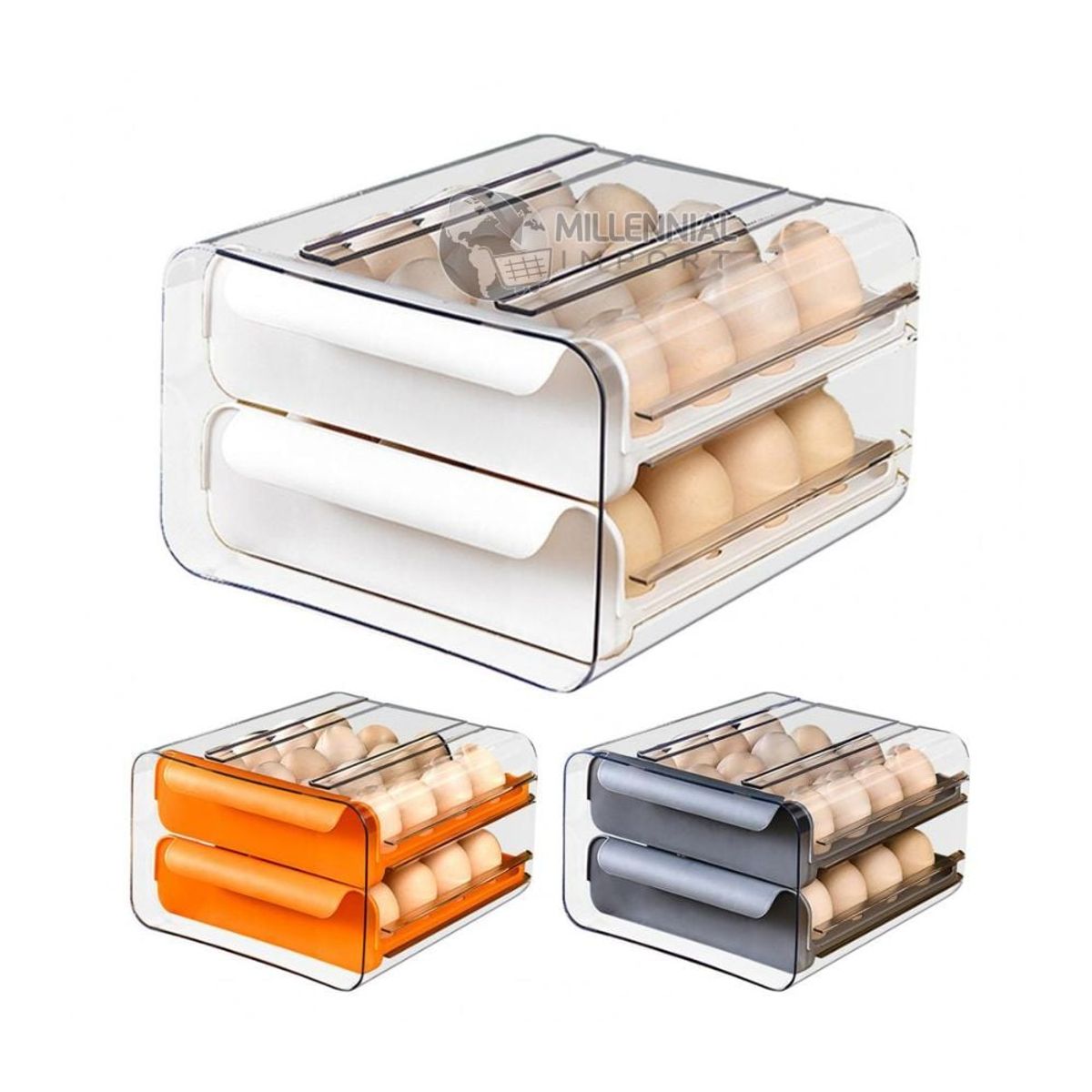 GENERICO - Organizador Contenedor Porta Huevos De Acrílico 2 Niveles