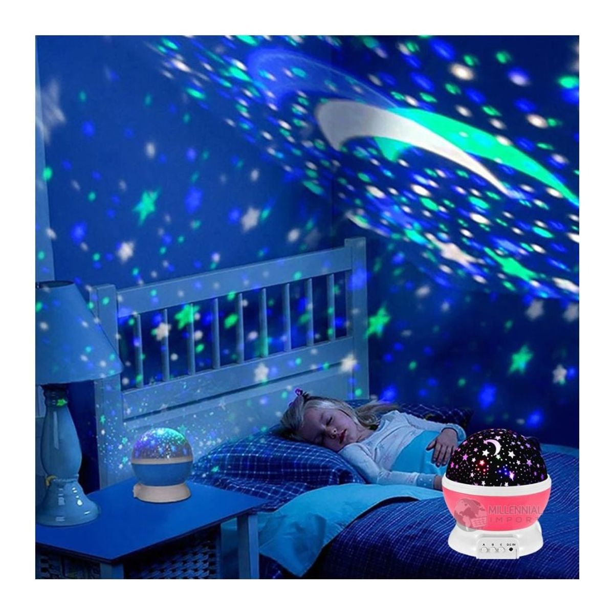 GENERICO - Lámpara Led Proyector De Estrella y Luna Giratorio para Niña
