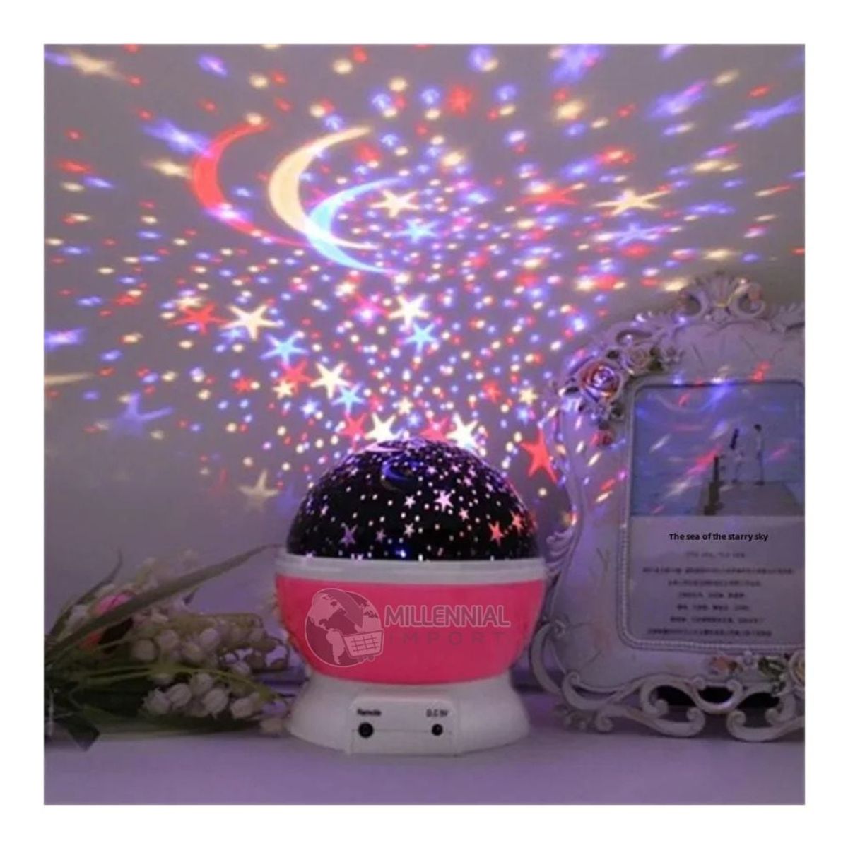 GENERICO - Lámpara Proyector de Estrella y Luna Giratorio para Niña