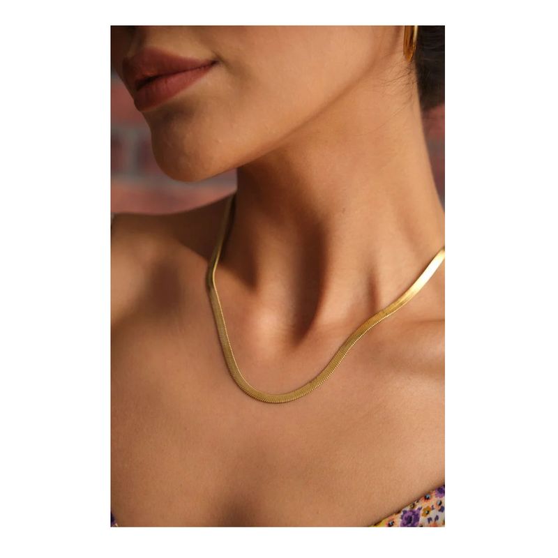 OEM - Collar Mujer Plana Dorado Fino Acero Inoxidable 316L