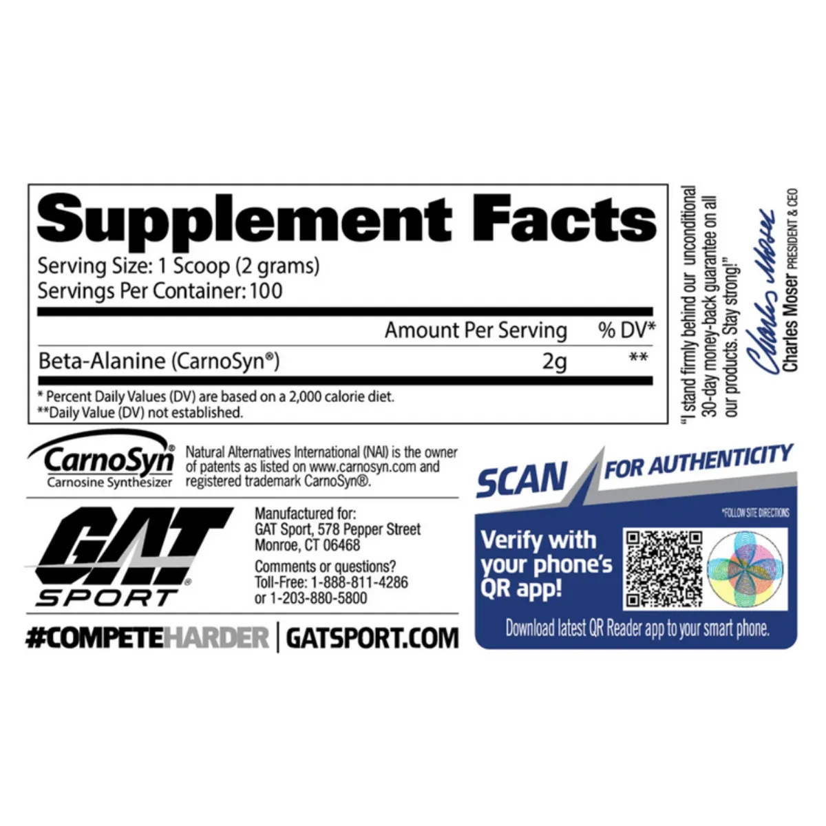 GAT - Beta Alanina Gat Sport 200 G Beta-alanine Pre Workout