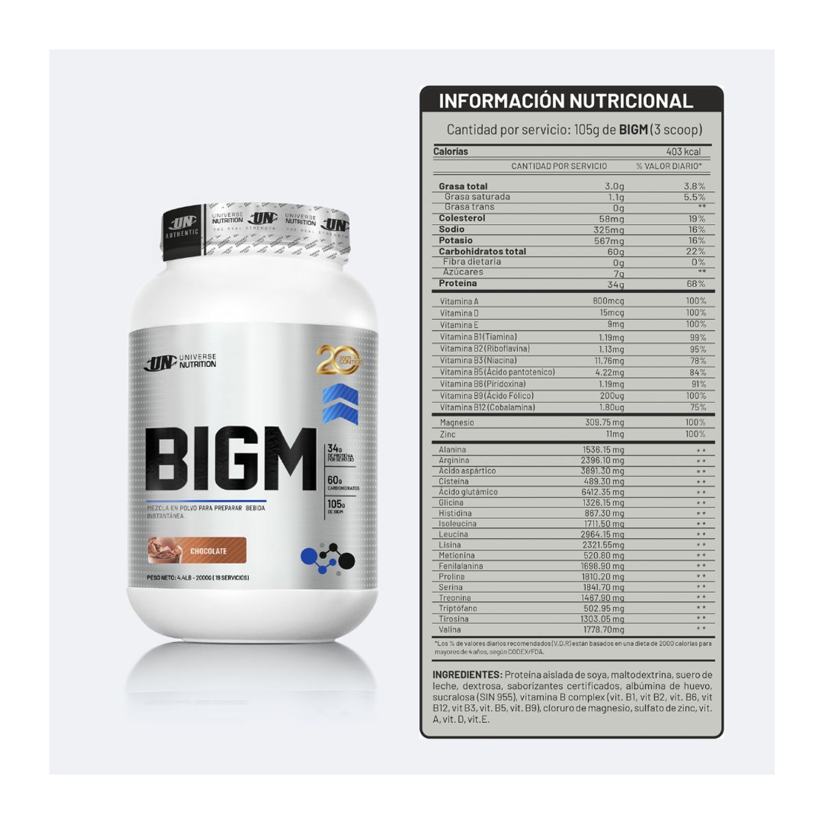 UNIVERSE NUTRITION - Bigm 5 kg - Chocolate Pack x 2