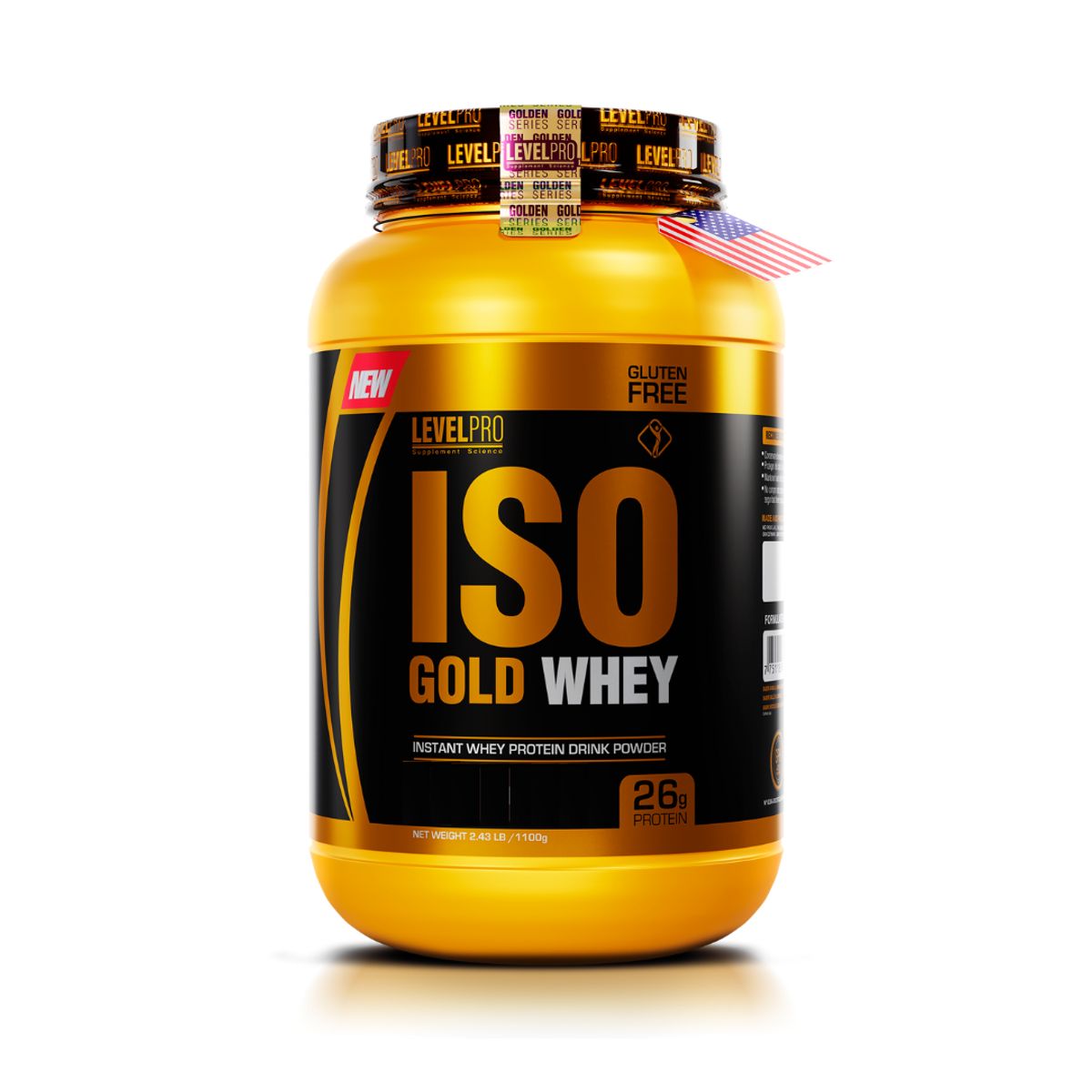 LEVEL PRO - Iso Gold Whey 1.1 kg / 2.6 LB rich chocolate + Portaproteina
