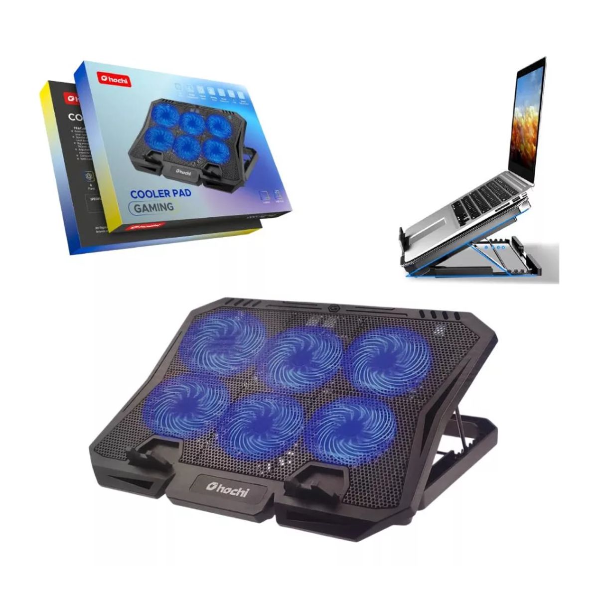SEISA - Cooler Soporte para Laptop Notebook 6 Ventiladores HOCHI 258