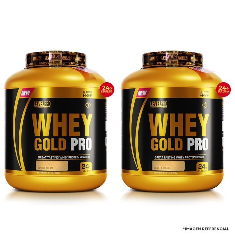 Pack 2 Whey Gold Pro 3 kg / 6.6 lb vainilla LEVEL PRO | falabella.com