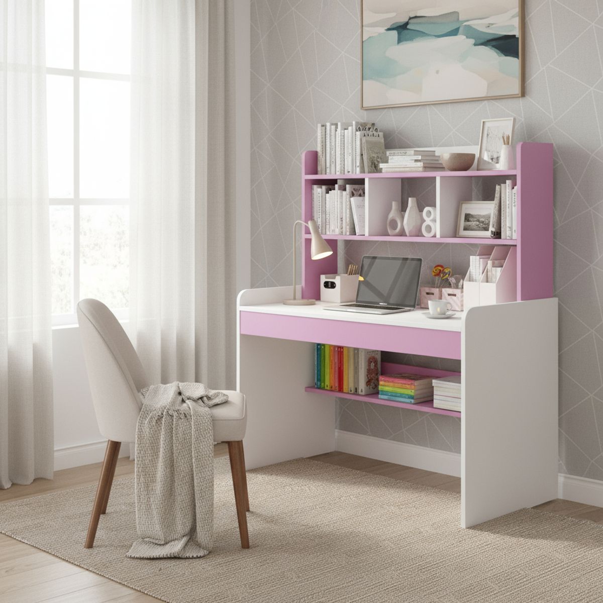 ANYHOGAR - Escritorio Infantil Niña Niño Repisa Rose