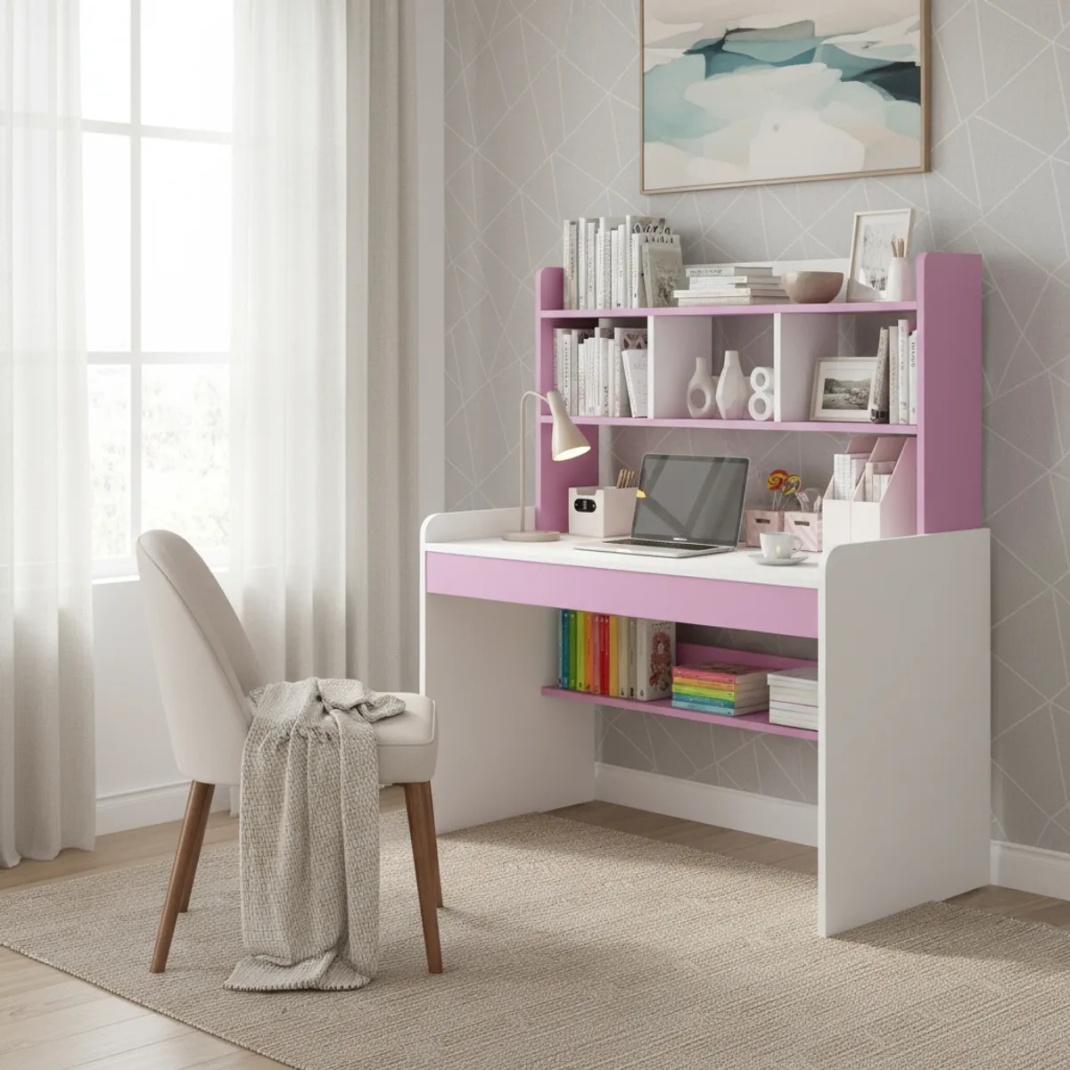 ANYHOGAR - Escritorio Infantil Niña Niño Repisa Rose