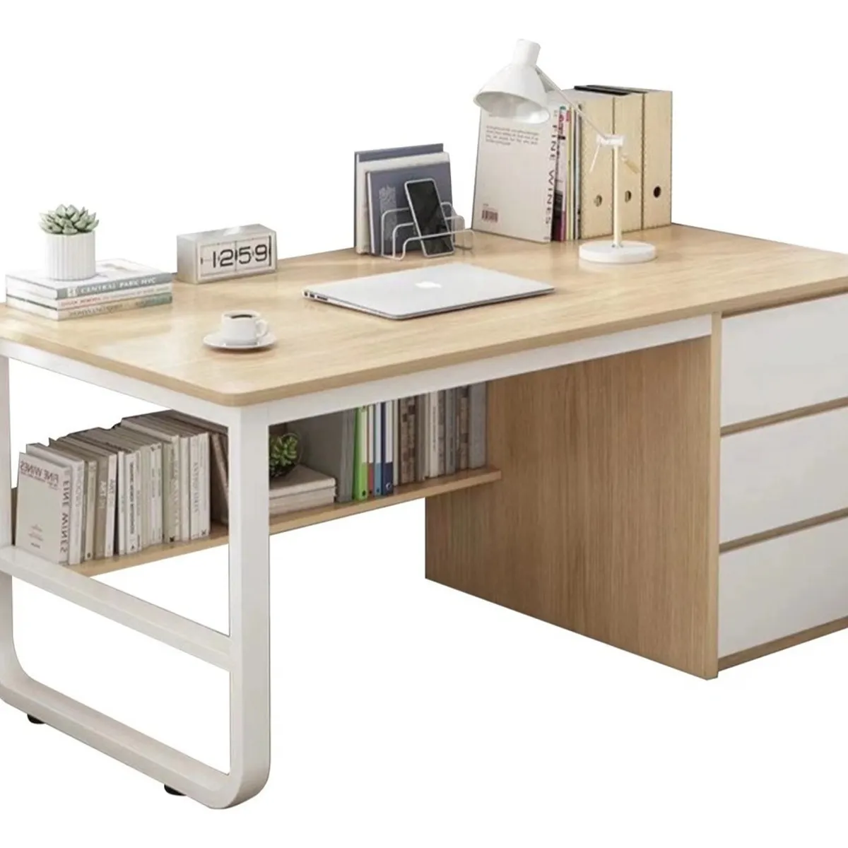 ANYHOGAR - Escritorio con Cajones y Patas de Metal