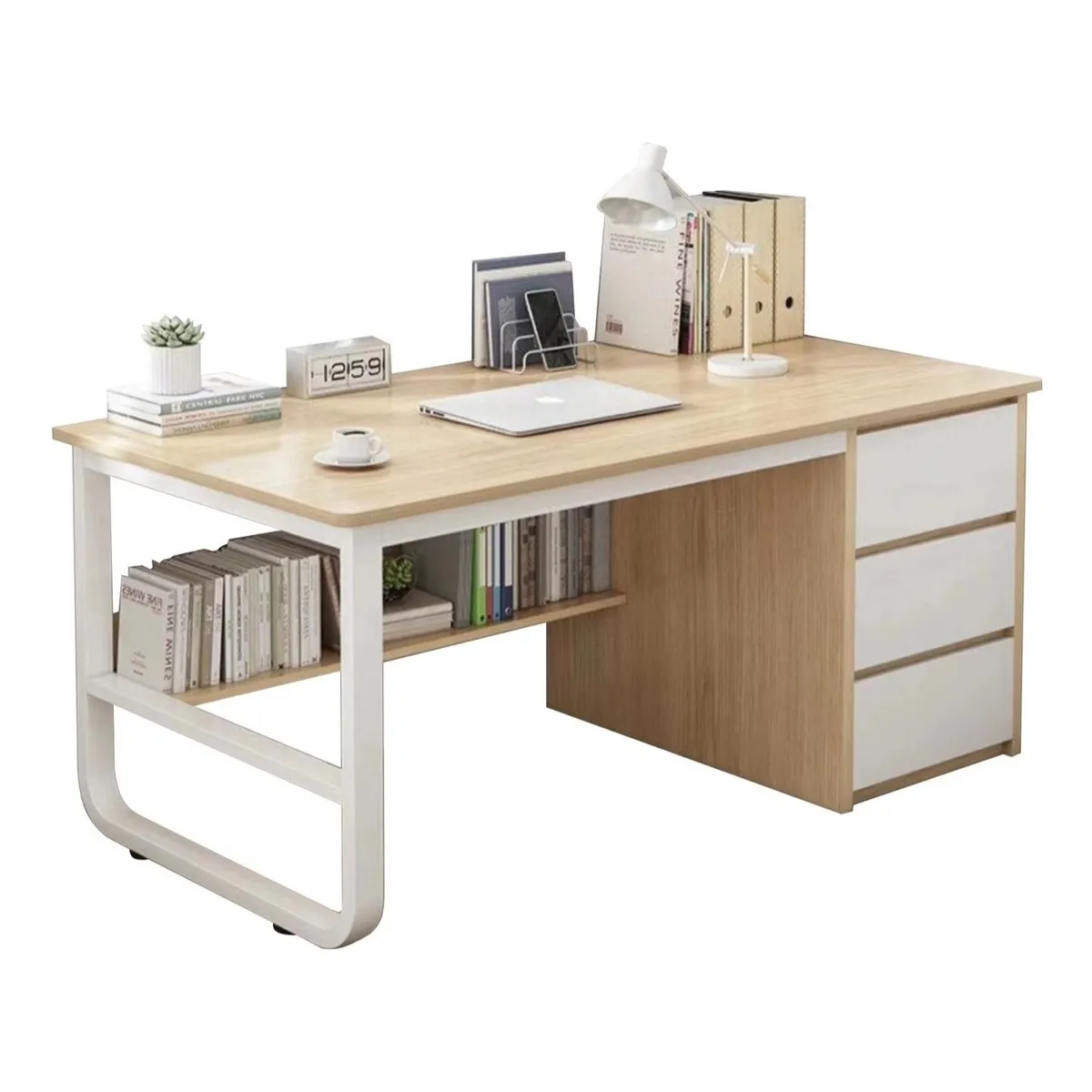 ANYHOGAR - Escritorio con Cajones y Patas de Metal