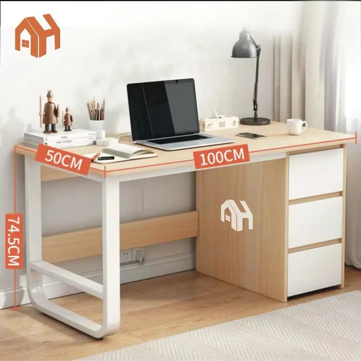 ANYHOGAR - Escritorio con Cajones y Patas de Metal