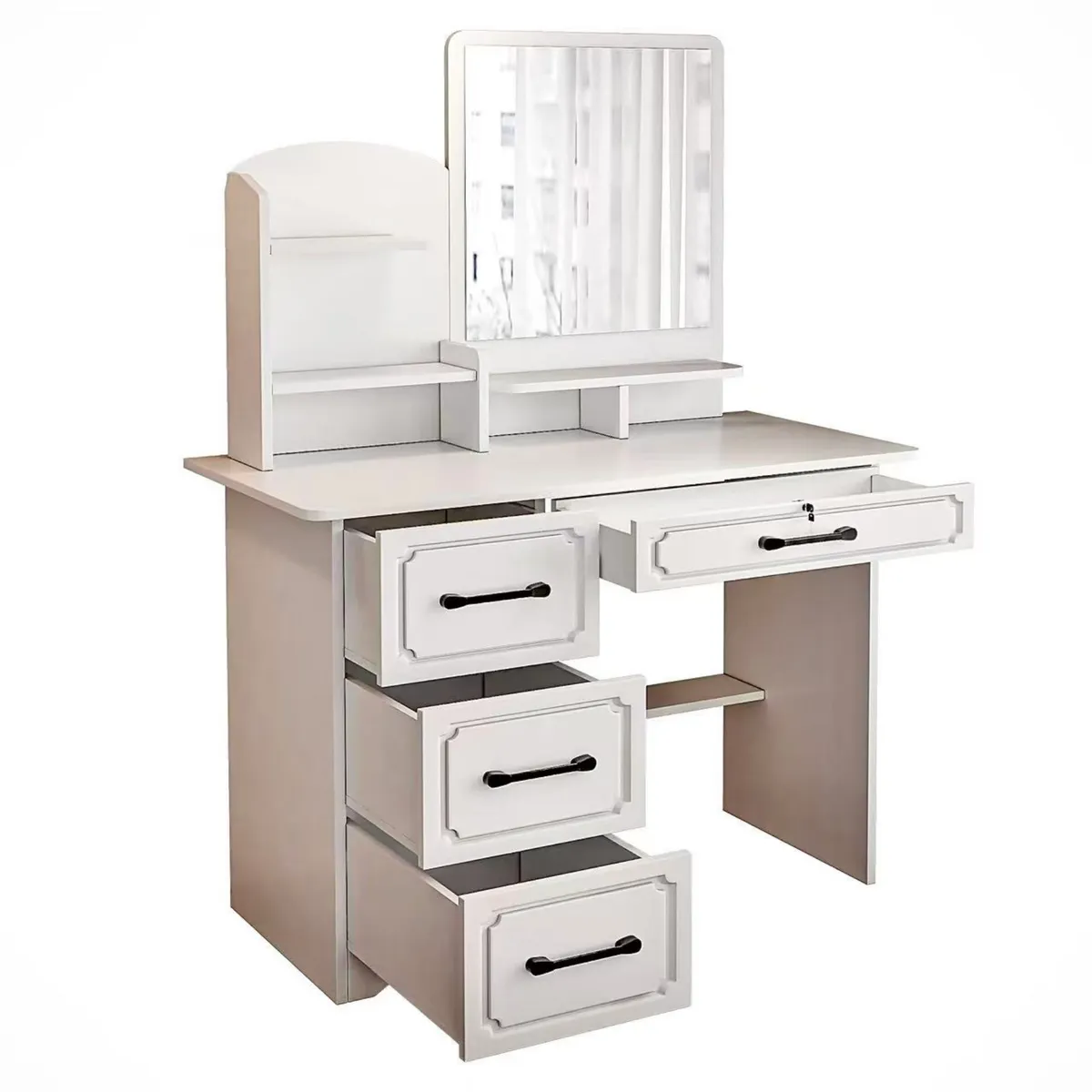 ANYHOGAR - Tocador Para Dormitorio Con Cajones Espejo Cuadrado Pupitre