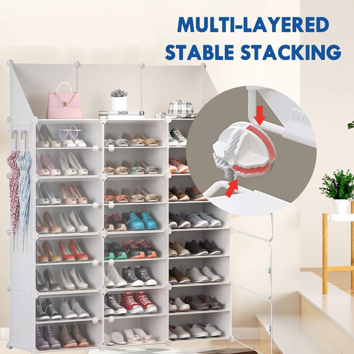 U BUY - Zapatero Con Cubierta Letture 3 X 8 Niveles 48 Pares De Arm