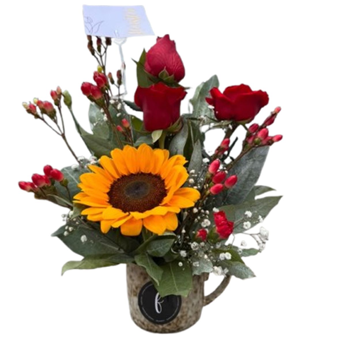 FLORISTERI - Taza de cerámica con flores naturales