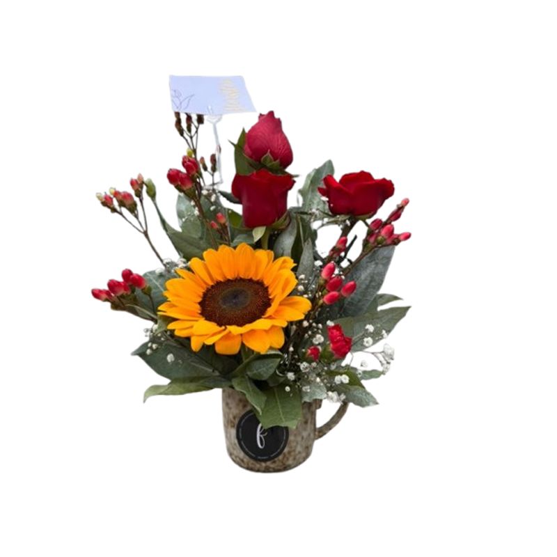 FLORISTERI - Taza de cerámica con flores naturales