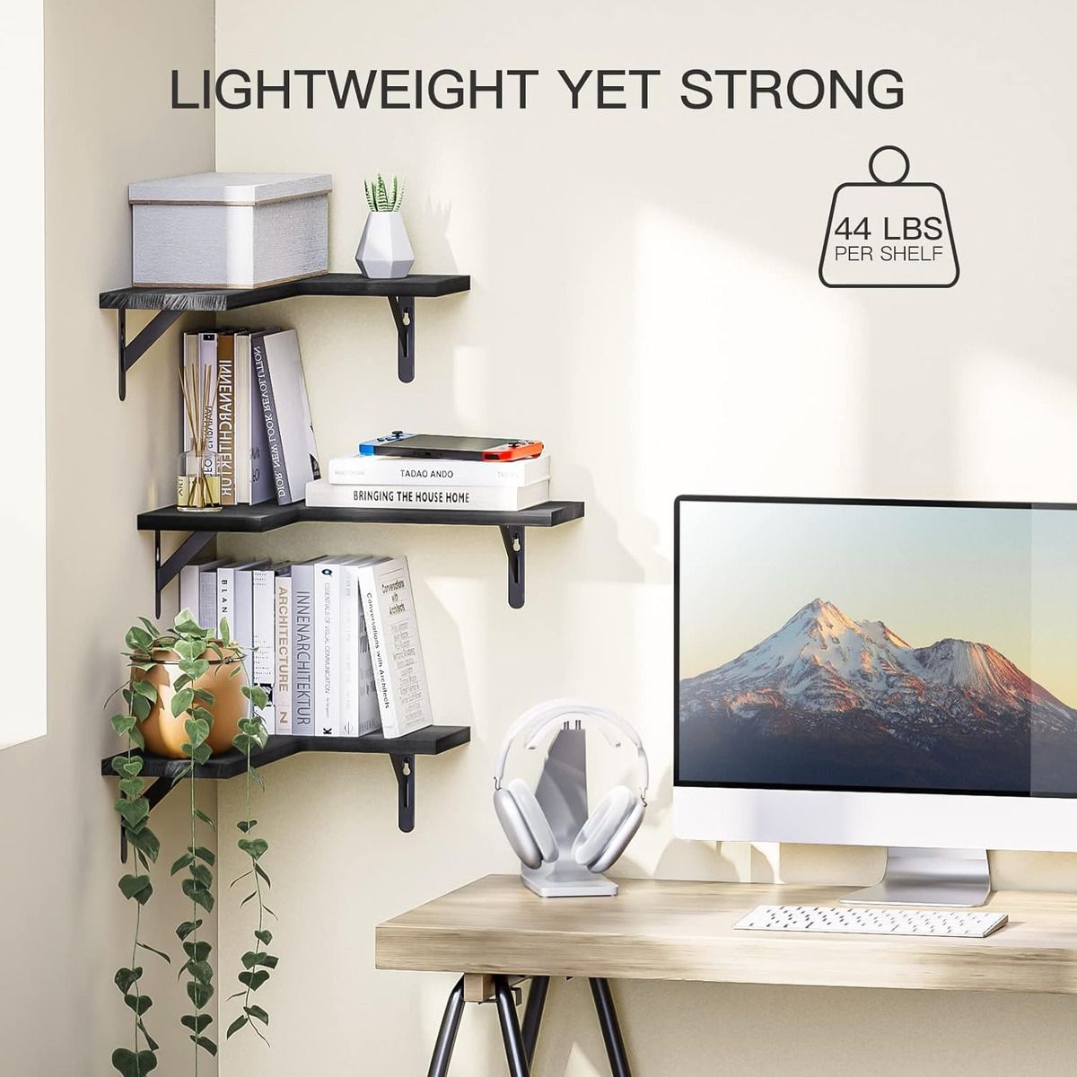 U BUY - Repisas Esquineras Flotantes De Madera X3 Modernas Colores