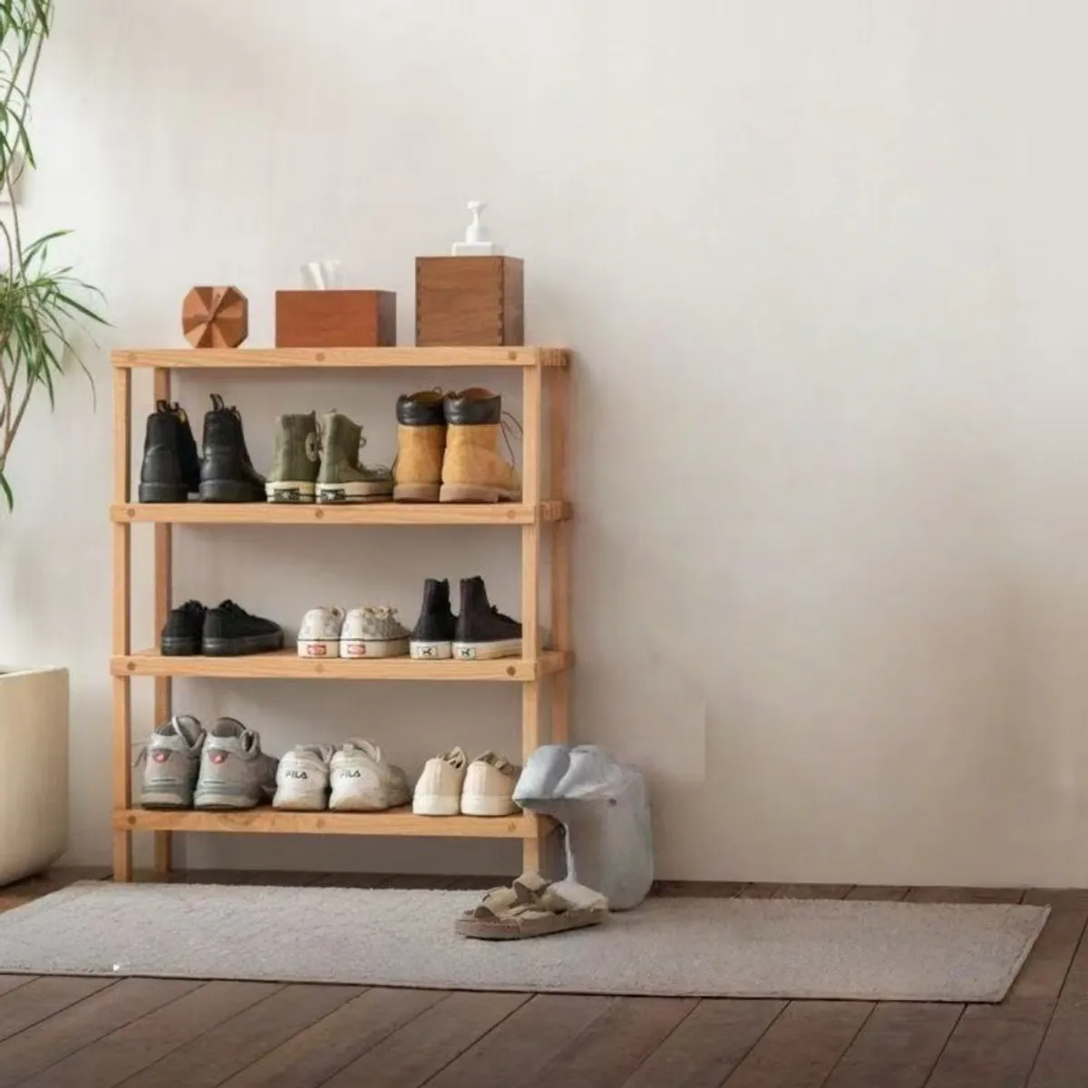 U BUY - Rack Zapatero De Madera Con 4 Niveles 63x67x26 Cm