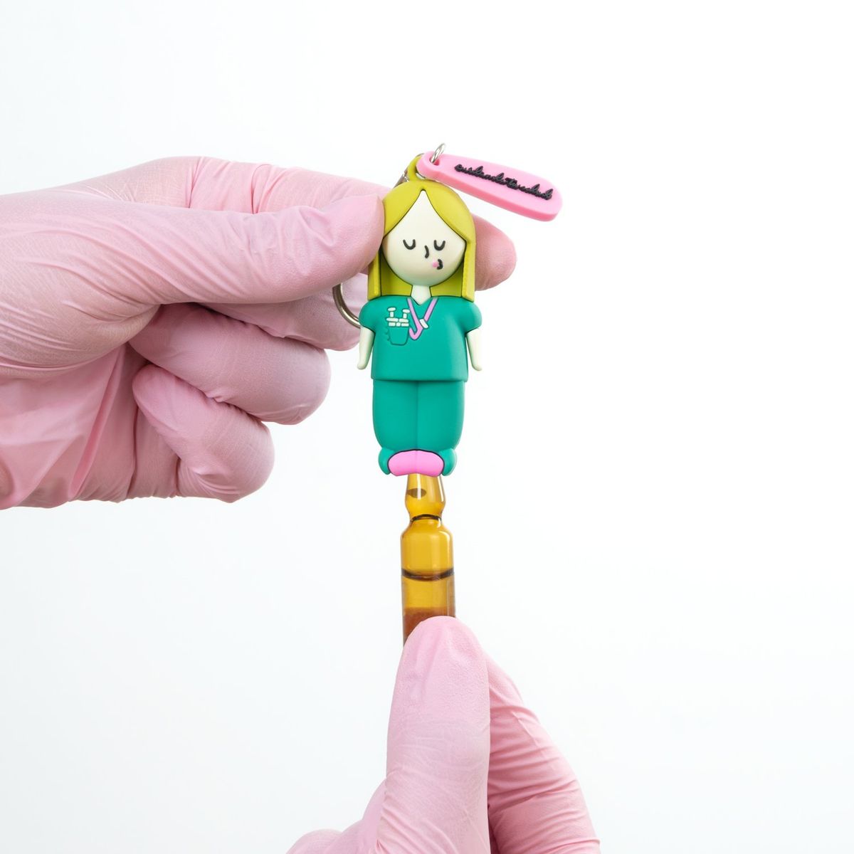 GENERICO - Llavero Rompe Ampolla Kamed Diseño Enfermera Rubia Chic