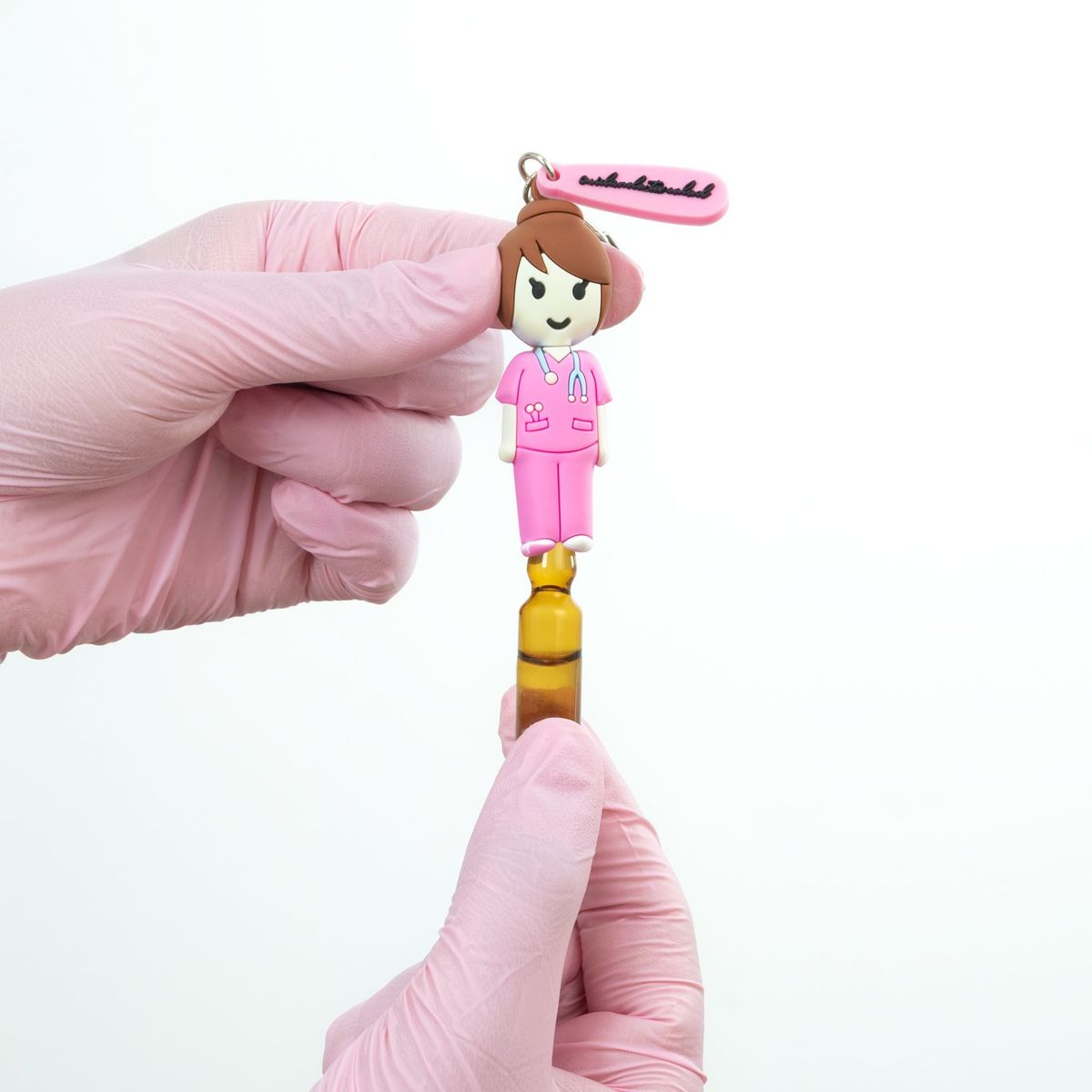 GENERICO - Llavero Rompe Ampolla Kamed Diseño Enfermera Traje Fucsia Chic