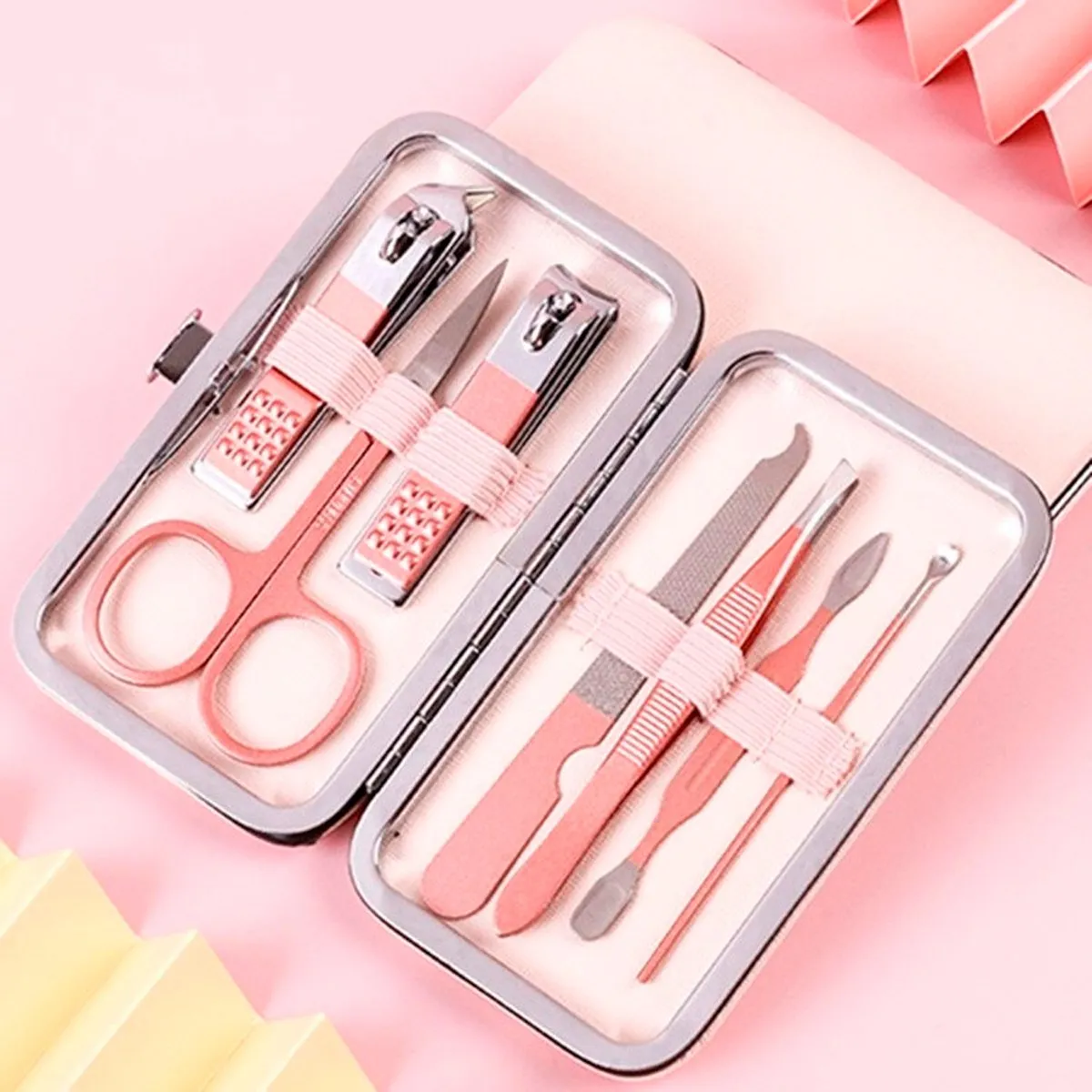 GENERICO - set manicura y pedicura 7 piezas acero inoxidable cortauñas