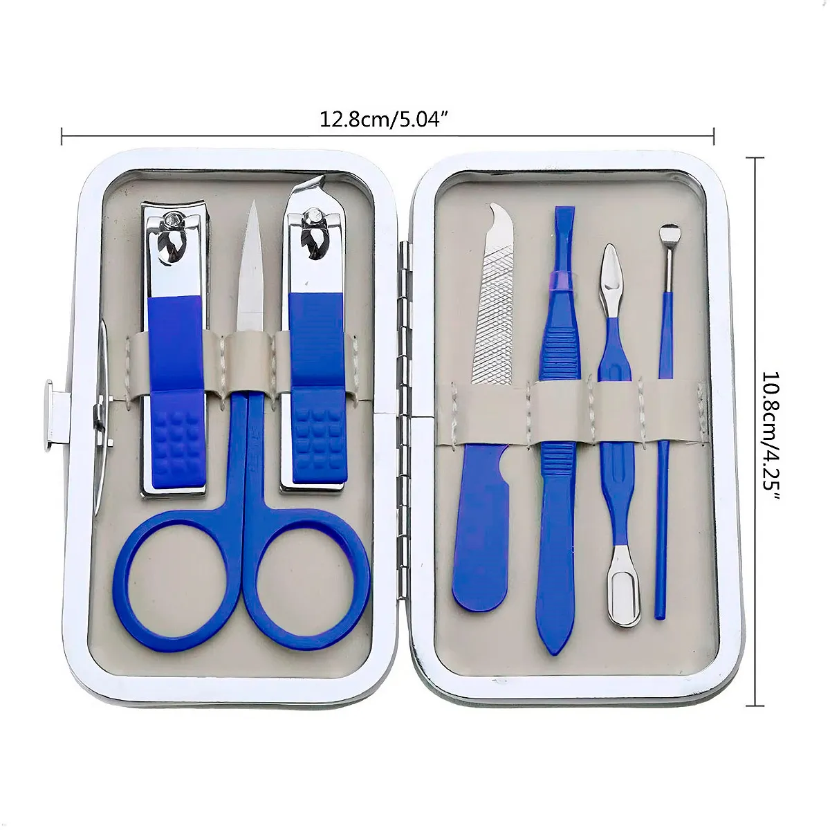 GENERICO - set manicura y pedicura 7 piezas acero inoxidable cortauñas