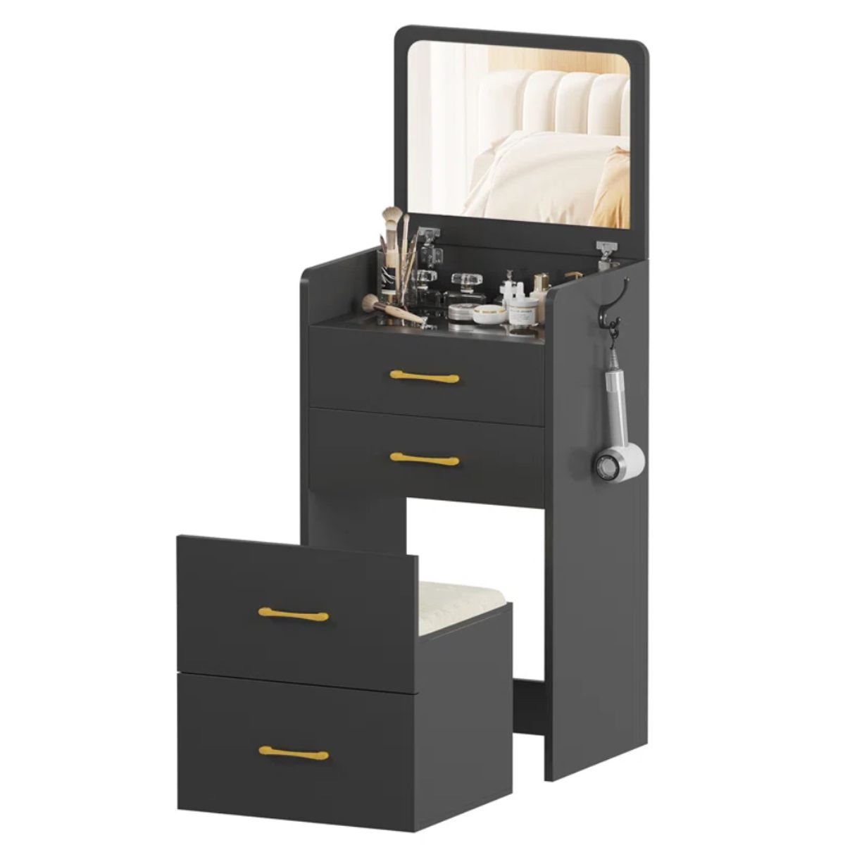 GENERICO - Tocador Multifuncional Brooklyn Negro Muebles Gaudi