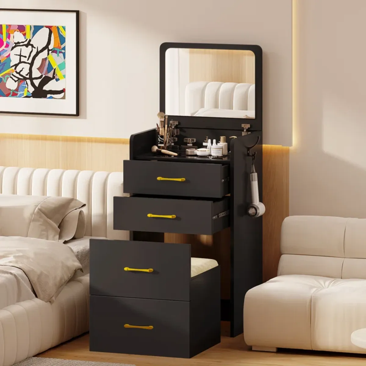 GENERICO - Tocador Multifuncional Brooklyn Negro Muebles Gaudi