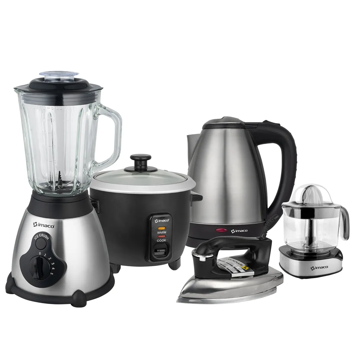 IMACO - Pentacombo Imaco Licuadora+Olla arrocera+Hervidor+Plancha+Exprimidor