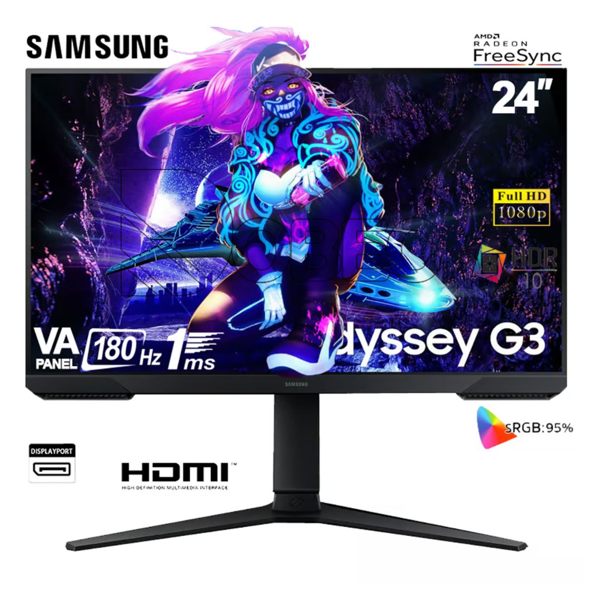 SAMSUNG - Monitor Samsung Odyssey G3 LS24DG300ELXPE VA FHD 180Hz 1ms FreeSync