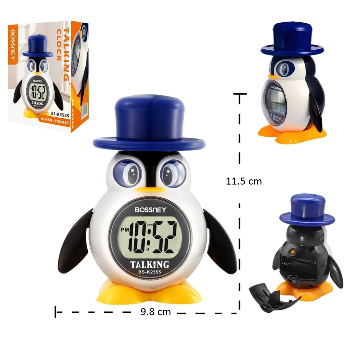 GENERICO - Reloj Despertador Digital Con Voz y Diseño de Pingüino