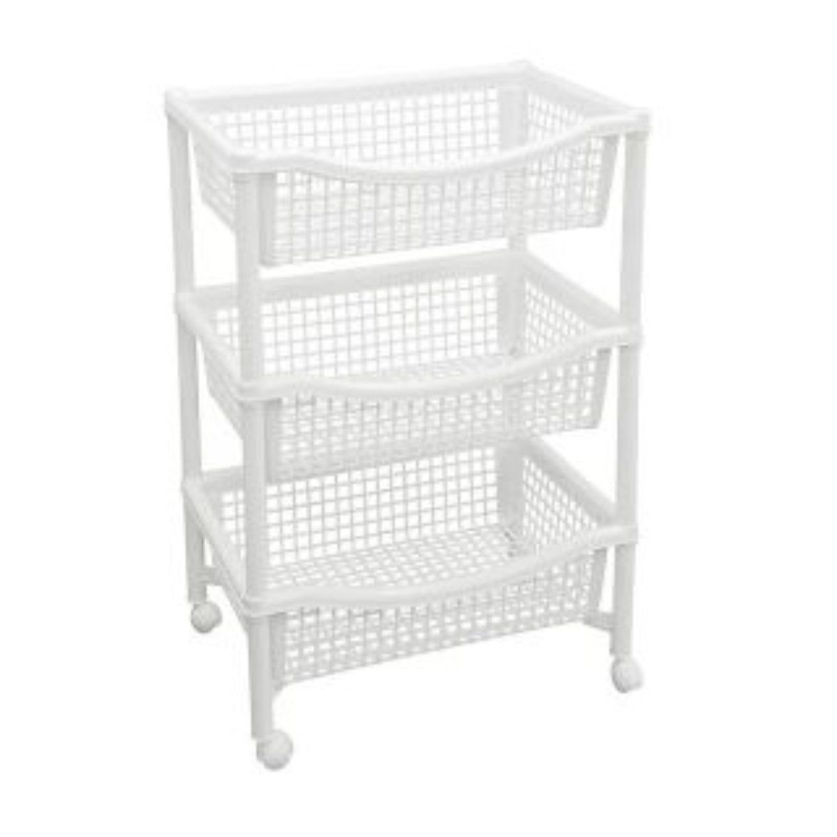 REY PLAST - Despensor Gigante de Luxe 3 Niveles con Ruedas Blanco